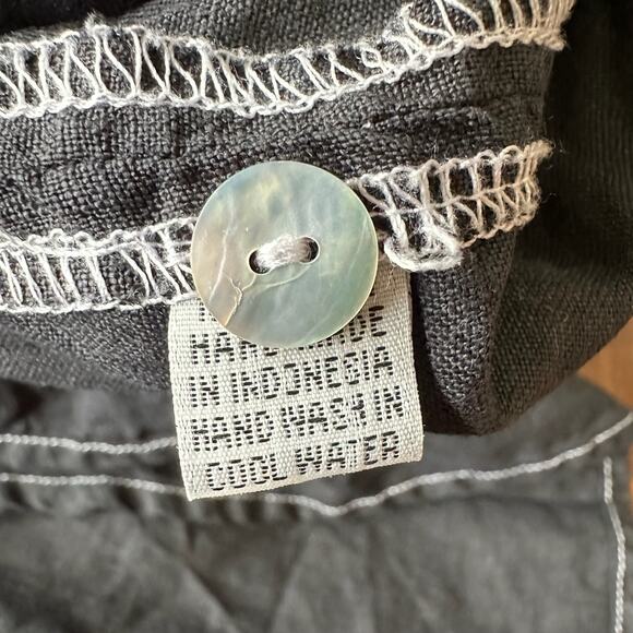 LJC DESIGNS Blouse Black Dolman Sleeve Relaxed Linen Goth Peasant - Picture 7 of 9